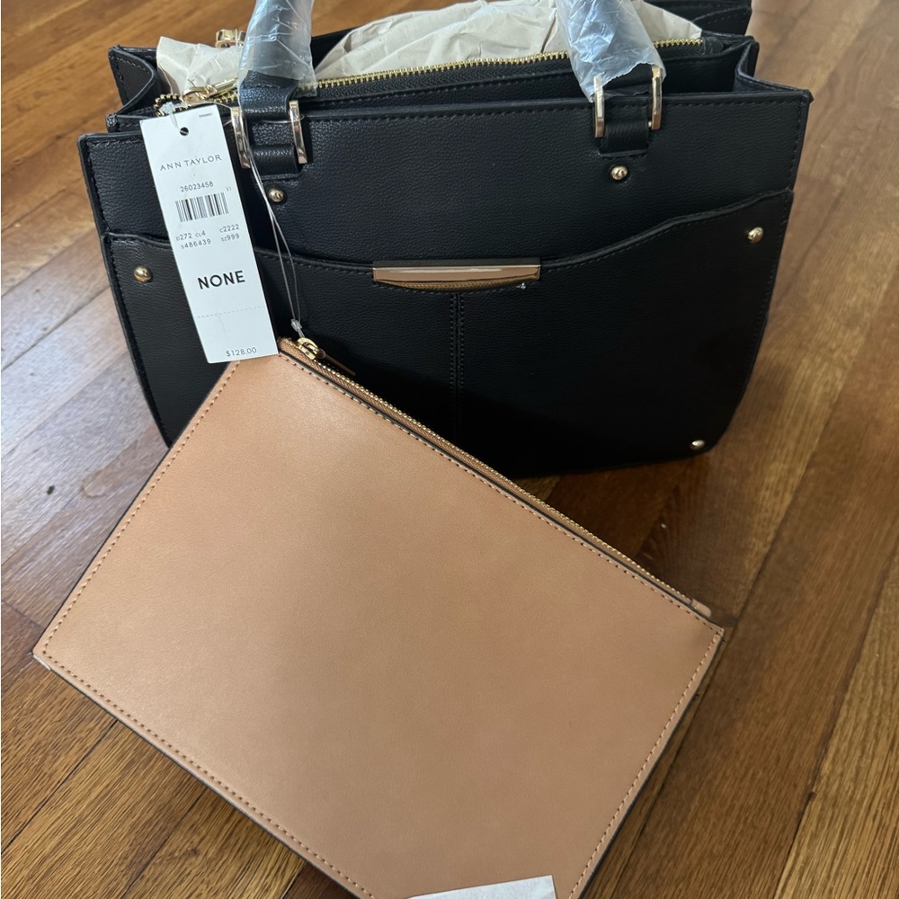 Ann Taylor Black and Tan Two Piece Women's Bag. NWT. Gift ready. Ships fast. - Picture 12 of 14
